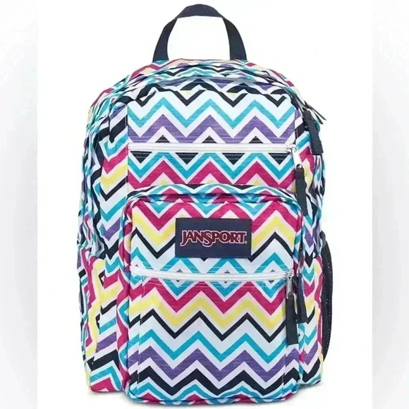 Jansport Big Student Superbreak Backpack in Multicolor Saucy Chevron - Picture 2 of 6